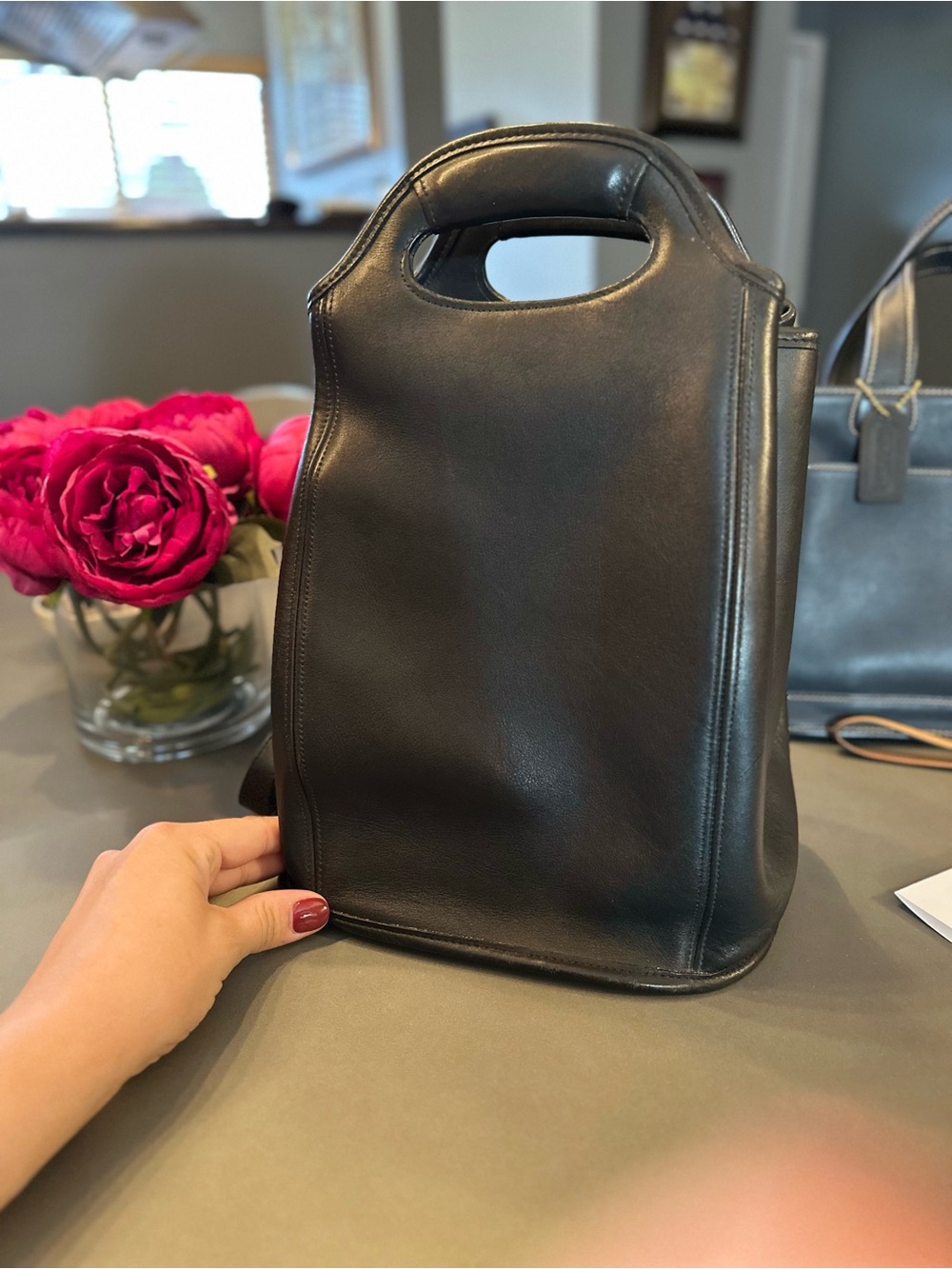 Vintage Black Leather Coach 9994 Backpack